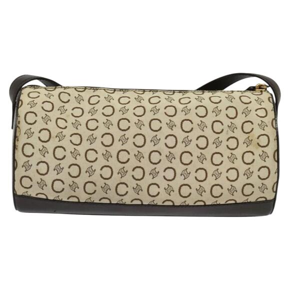 CELINE C Macadam Canvas Shoulder Bag Beige Gold - Picture 3 of 12